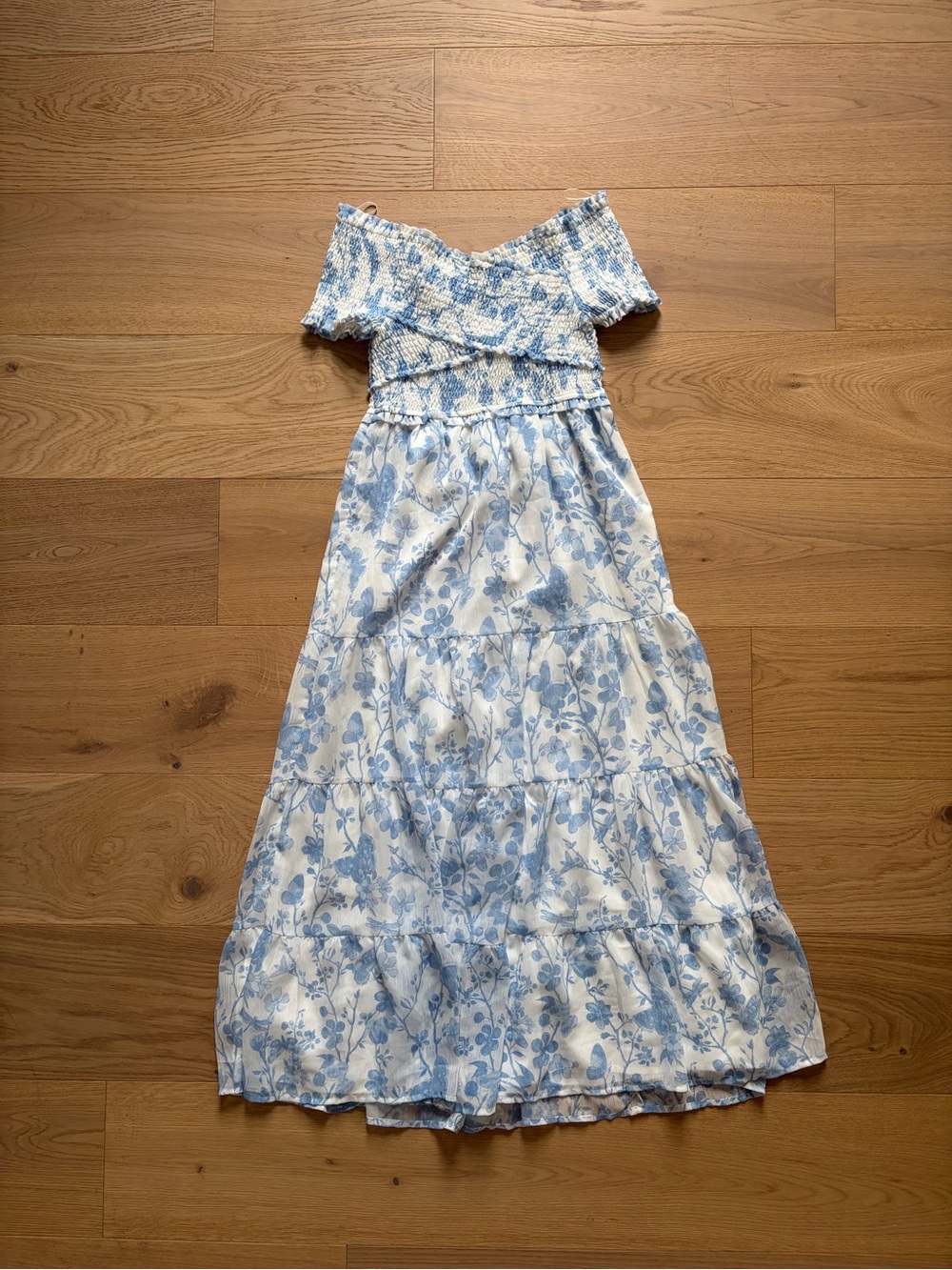Steve Madden Off-Shoulder Blue Floral Maxi Dress